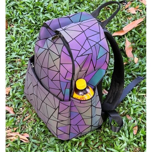 Geometric Backpack Geometries Glow Large Purse Laptop Backpack Geometrical - Picture 6 of 7